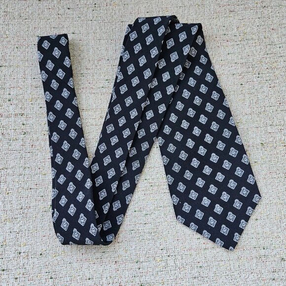 Vitaliano Pancaldi Men Tie Black Necktie Classic Tie - Picture 2 of 10